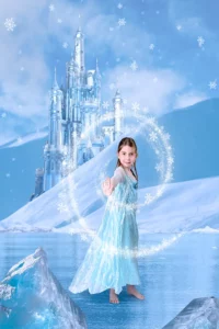 Portrait jeune fille en Reine des Neiges